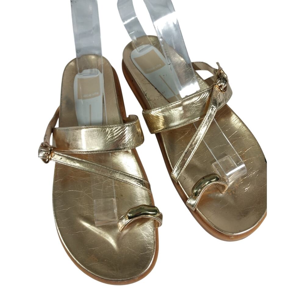 DOLCE VITA! GOLD VEGAN LEATHER CRISS CROSS STRAP W/GOLD DETAIL SANDALS! 7.5M